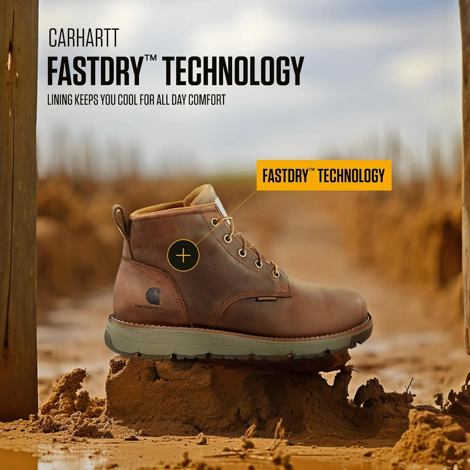 Carhartt Millbrook Waterproof Wedge Boot - Work Boots for Men, Slip & Electrical Hazard Resistant, with 5" Shaft, Breathable Membrane, and Lightweight EVA Midsole