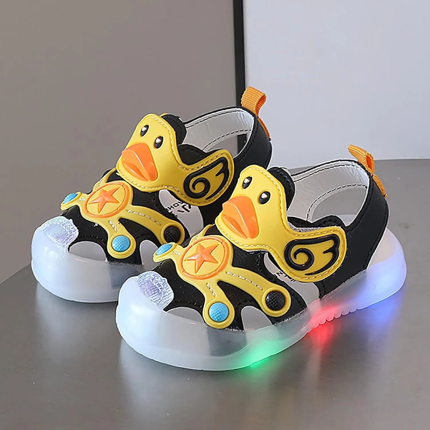 Cartoon Lights up Sandals for Toddler Baby Infant Lightweight Trendy Non Slip Flat Shoes Barefoot Casual Sandals