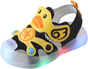 Cartoon Lights up Sandals for Toddler Baby Infant Lightweight Trendy Non Slip Flat Shoes Barefoot Casual Sandals