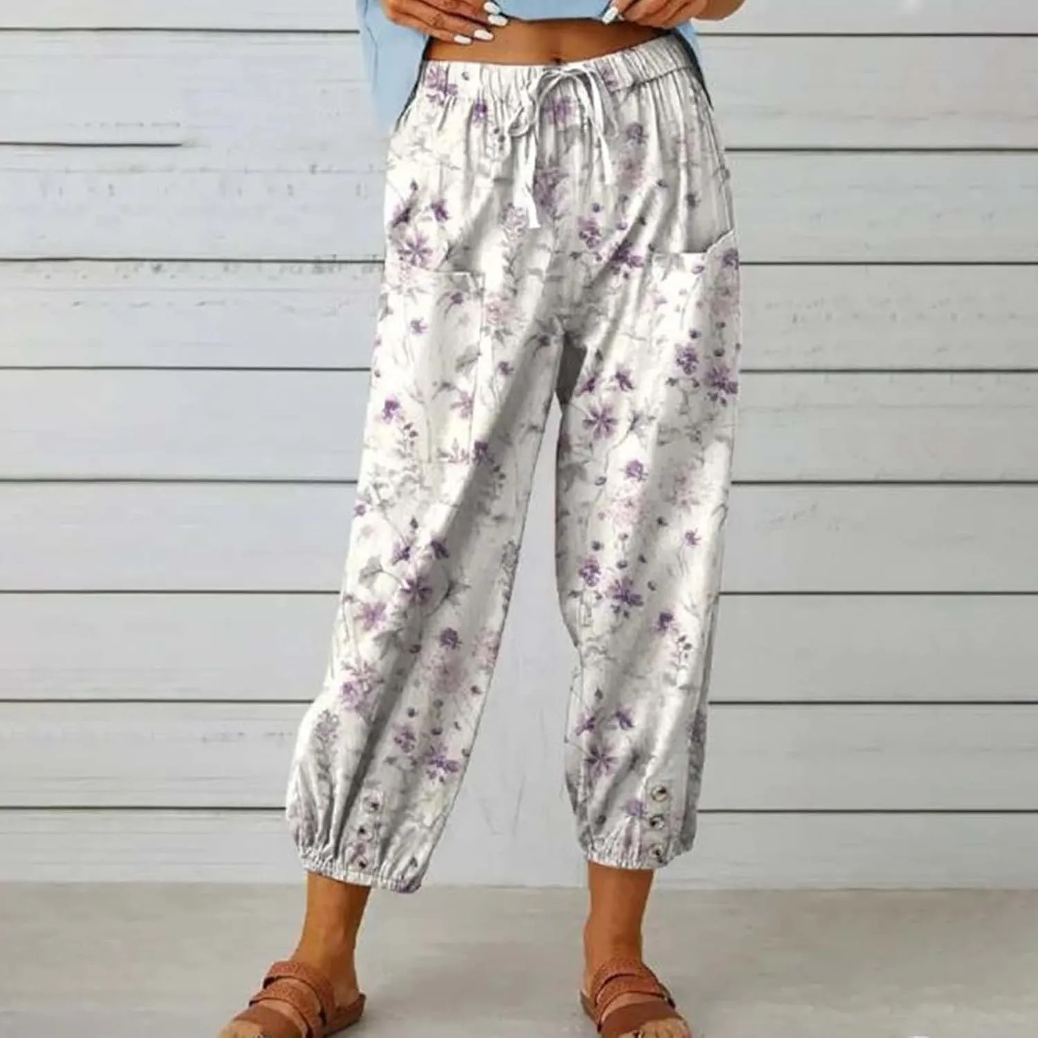 Casual Linen Pants for Women Wide Leg Long Pant Trousers with Pocket Comfy Casual Linen Clothes Women Linen for Women