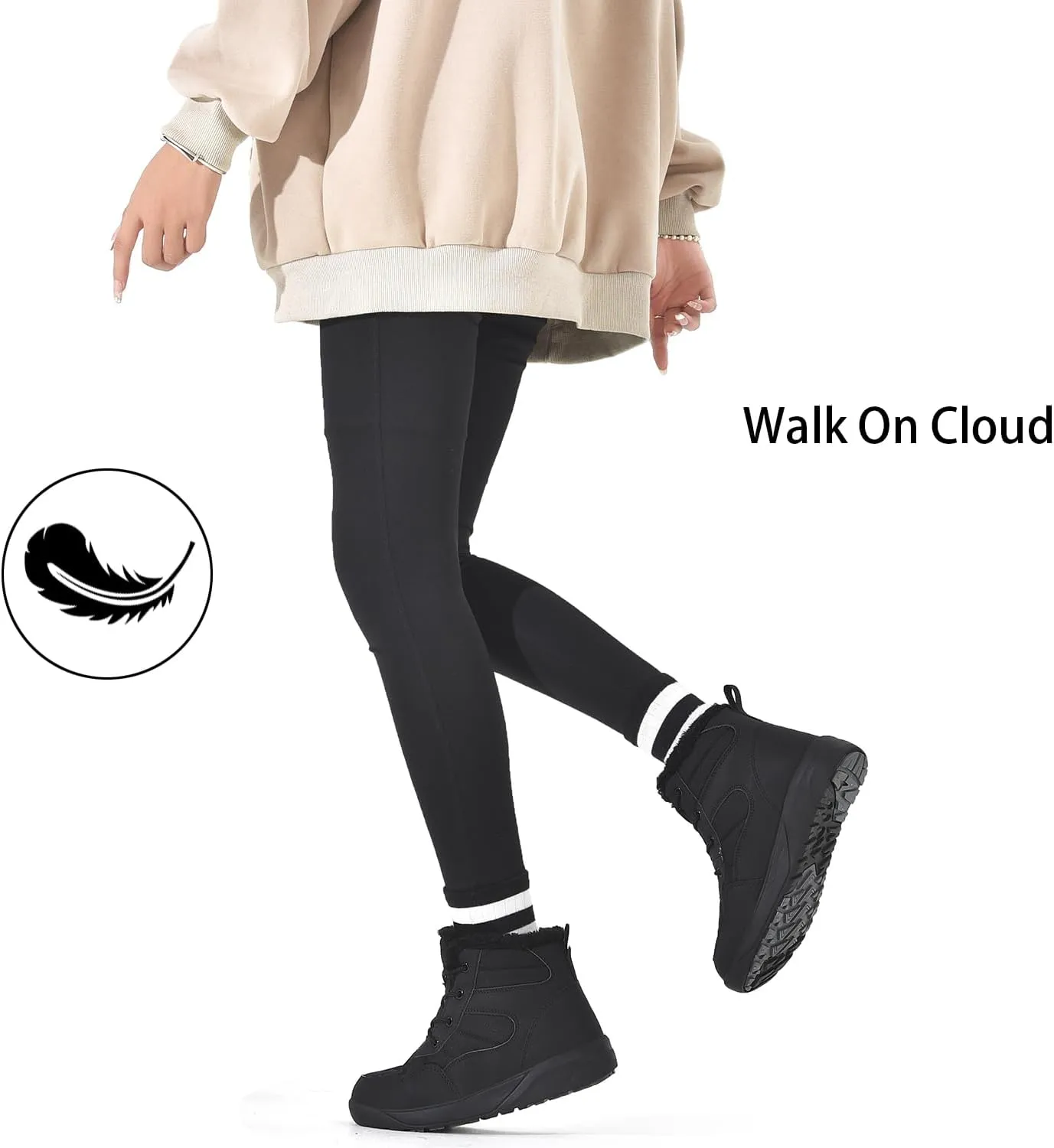 ChayChax Women's Winter Snow Boots with Fur Lined Lightweight Ankle Booties Anti Slip Comfortable Warm Winter Shoes