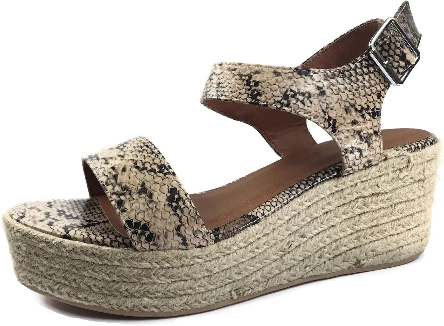 City Classified Womens Wedge Espadrilles Jute Rope Trim Ankle Strap Open Toe Sandals
