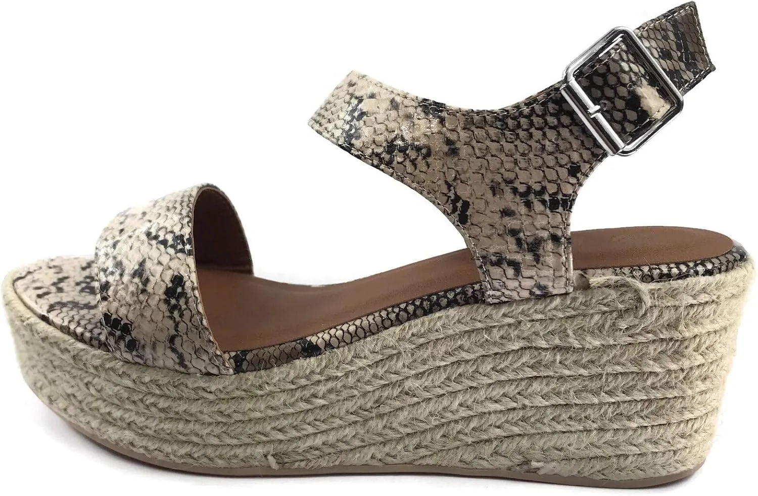 City Classified Womens Wedge Espadrilles Jute Rope Trim Ankle Strap Open Toe Sandals