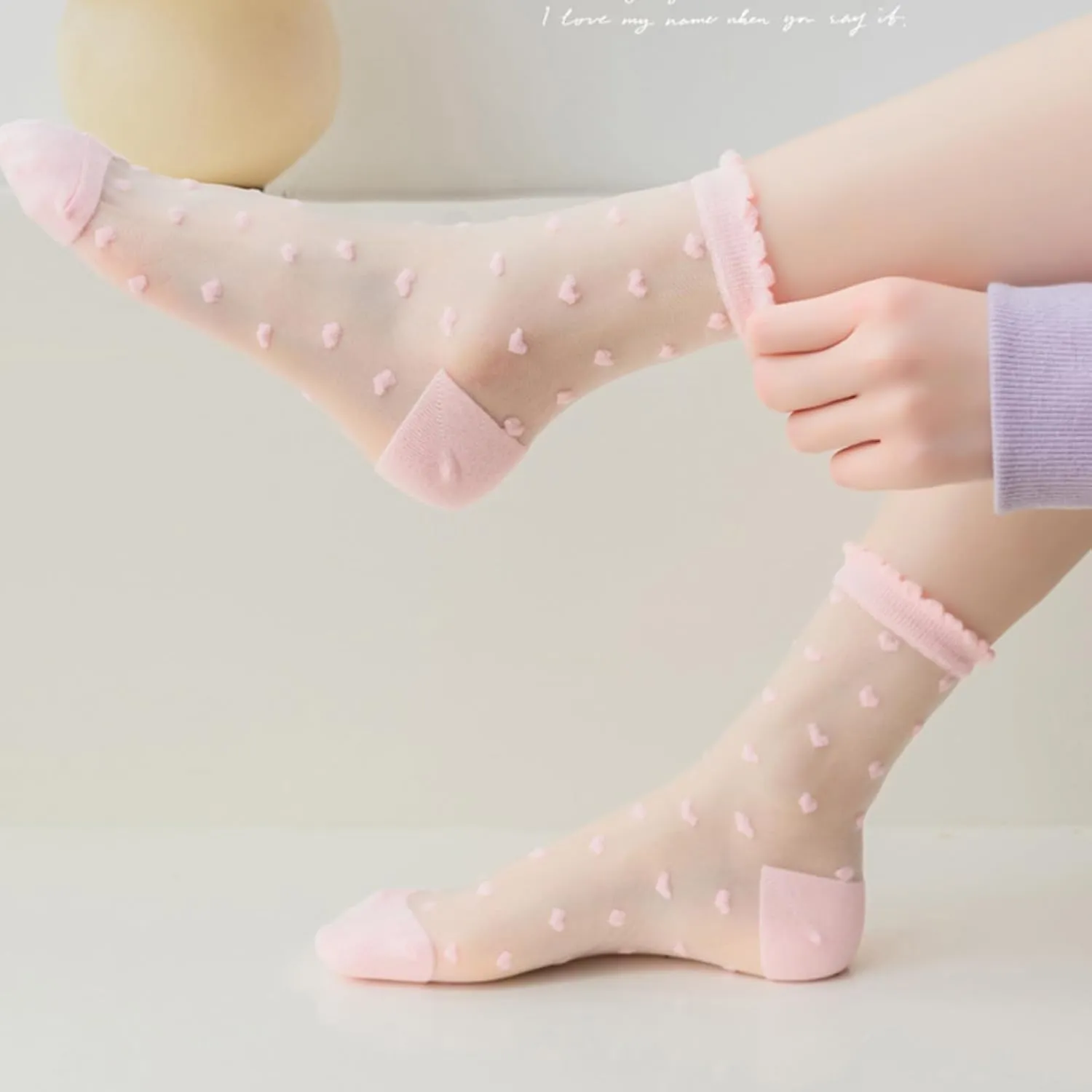 Cityelf 5 Pack Women Sheer Socks Summer Ruffle Thin Cool Footwear See Through Silky Lace Ankle Cute Stocking