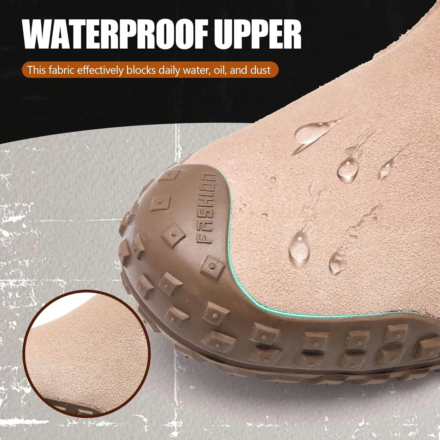 CJSPORX Men's Steel Toe Work Boots Anti-Skid Safety Shoes Leather Waterproof Work Shoes