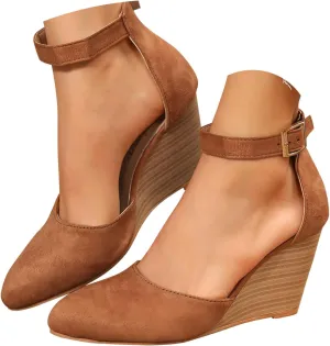 Closed Toe Sandals Women Dressy Heel Women'S Retro Elegant Heeled Platform Shoes Canvas Summer Solid-color Thin Ankle Elastic Strap Wedge Heels Sandal