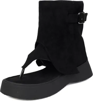 CouieCuies Thong Sandal Boots for Women Open Toe Boots Buckle Thick Sole Casual Shoes
