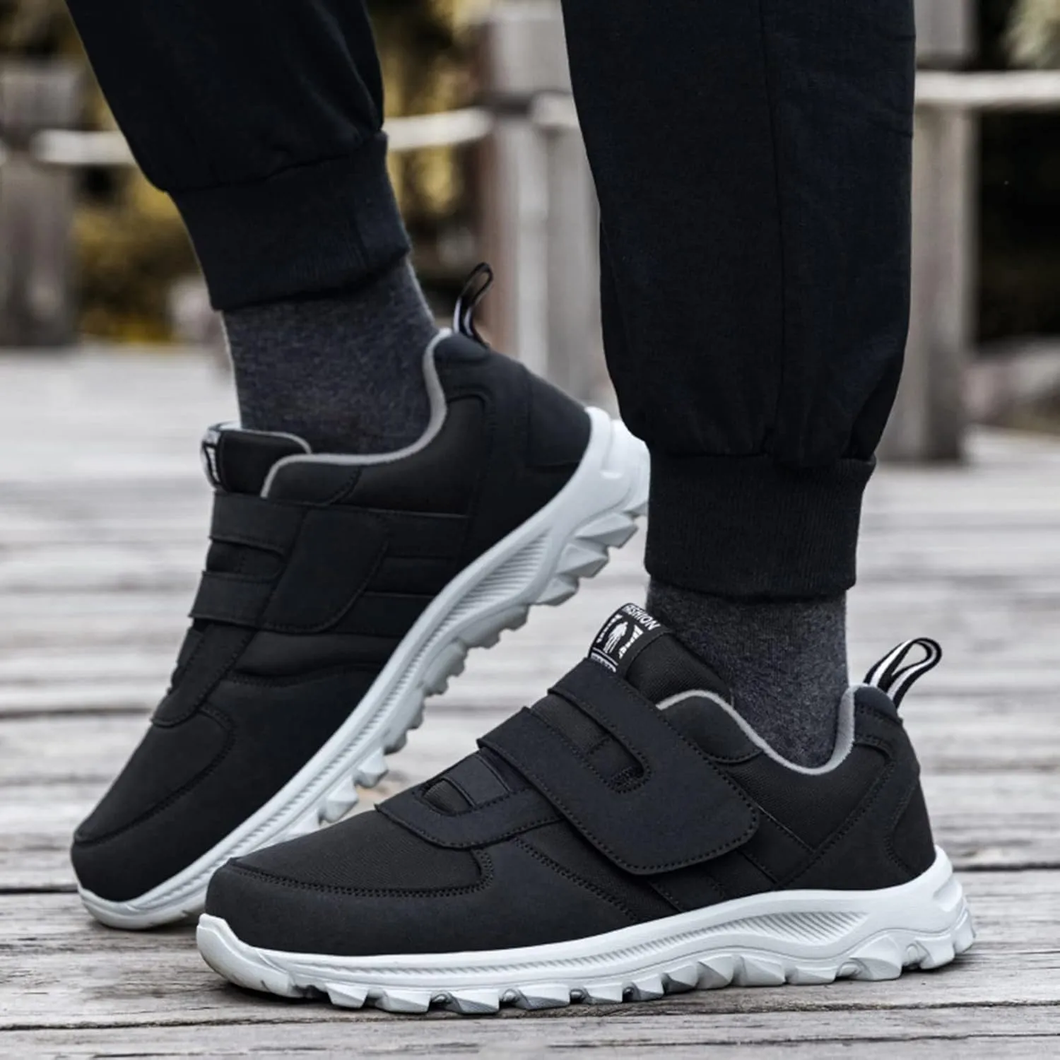 Couple Models Men's Middle and Elderly Light and Comfortable Non Slip Hook Loop Walking Sport Shoes Sneaker Men 11, 8.5