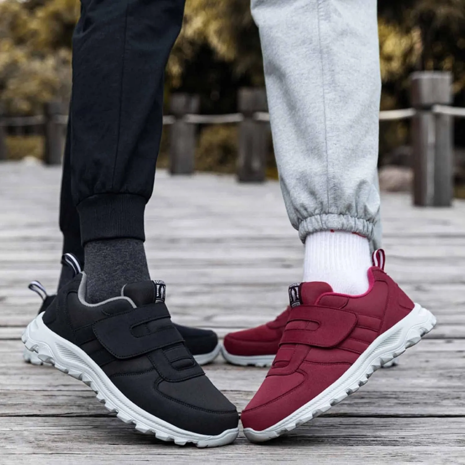Couple Models Men's Middle and Elderly Light and Comfortable Non Slip Hook Loop Walking Sport Shoes Sneaker Men 11, 8.5