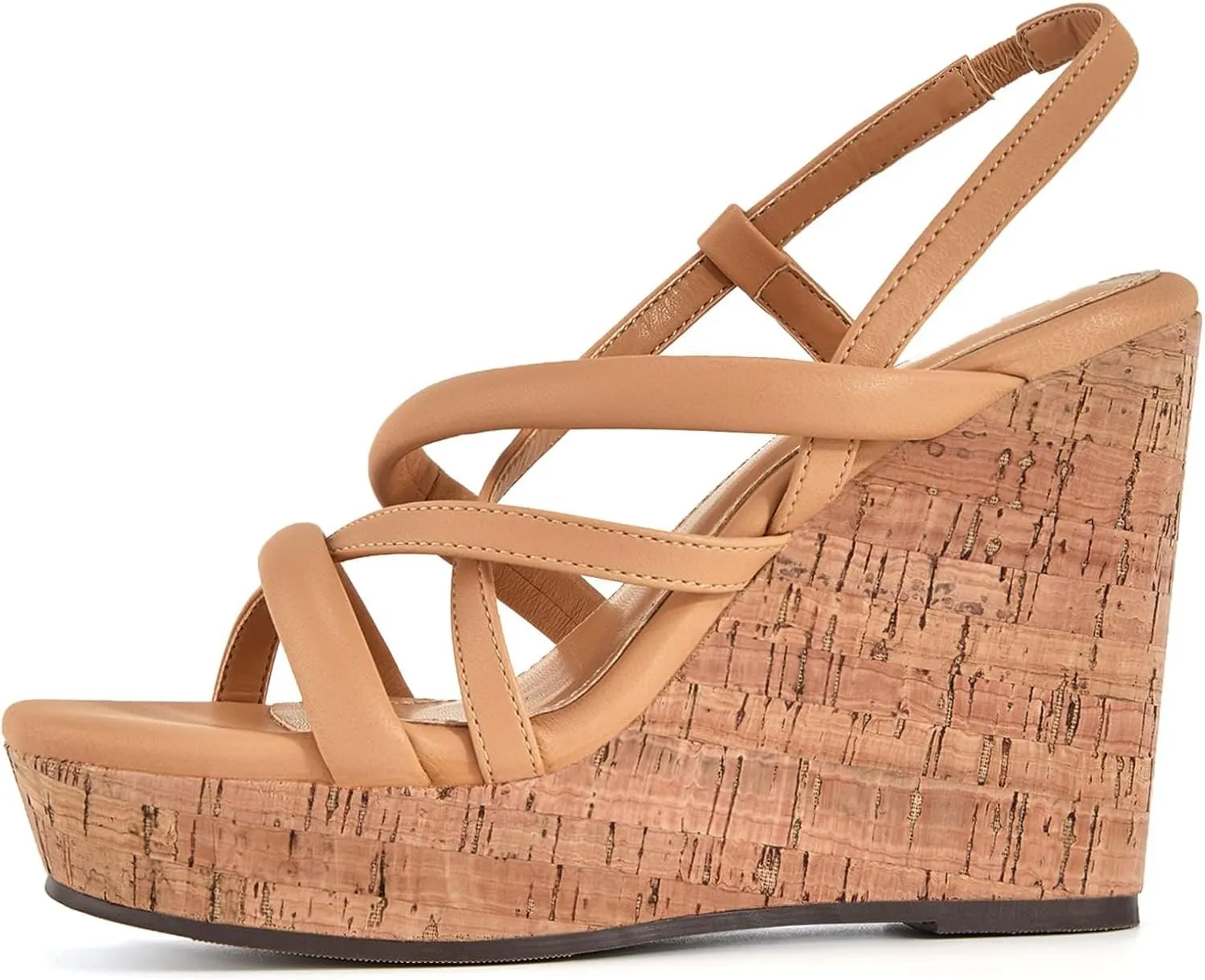 Coutgo Women Platform Wedge Sandals Cork Slingback Wedges Espadrilles Heels Summer Shoes
