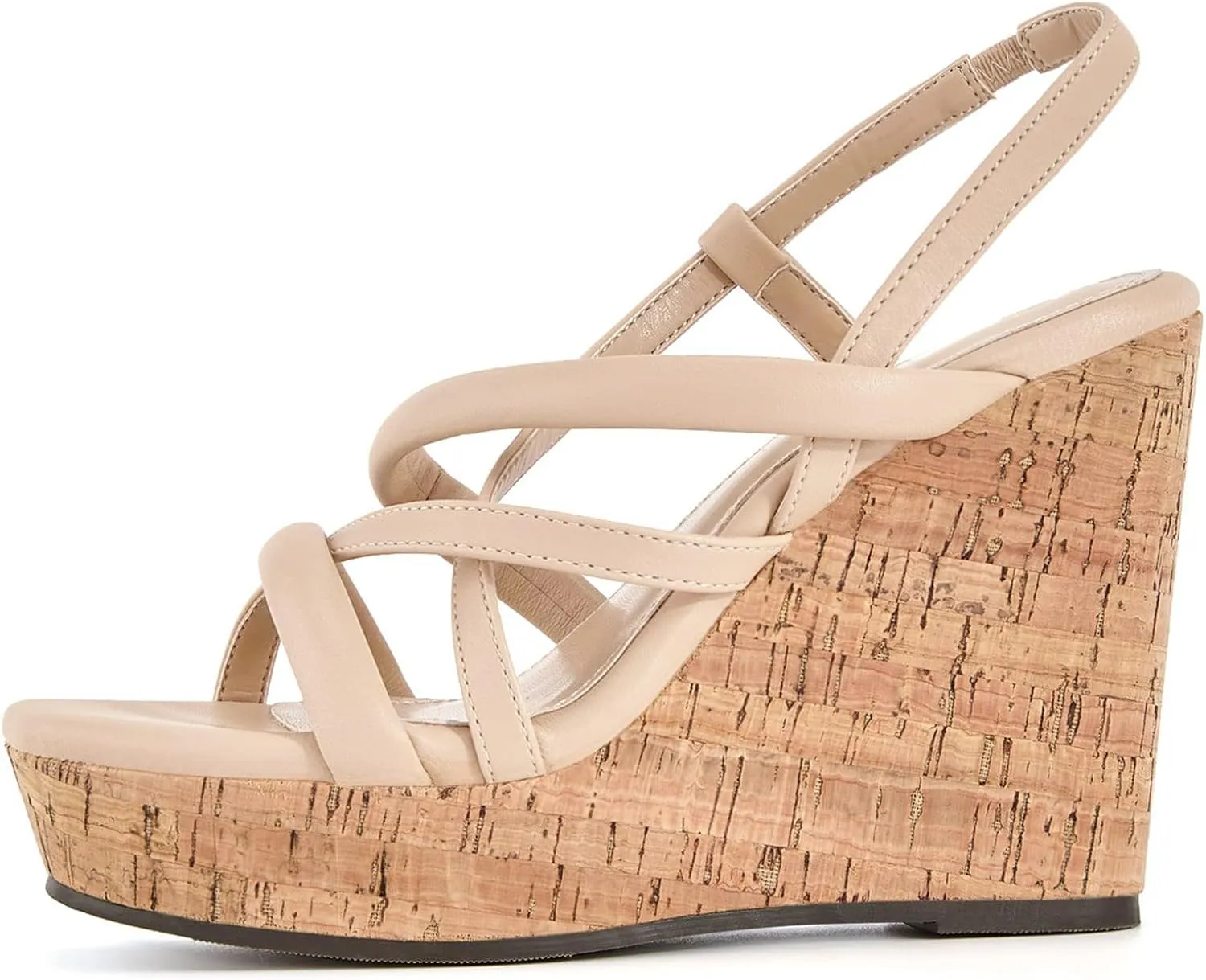 Coutgo Women Platform Wedge Sandals Cork Slingback Wedges Espadrilles Heels Summer Shoes