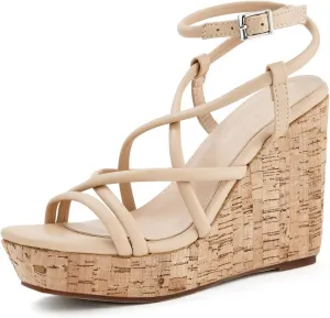 Coutgo Women Platform Wedge Sandals Cork Slingback Wedges Espadrilles Heels Summer Shoes