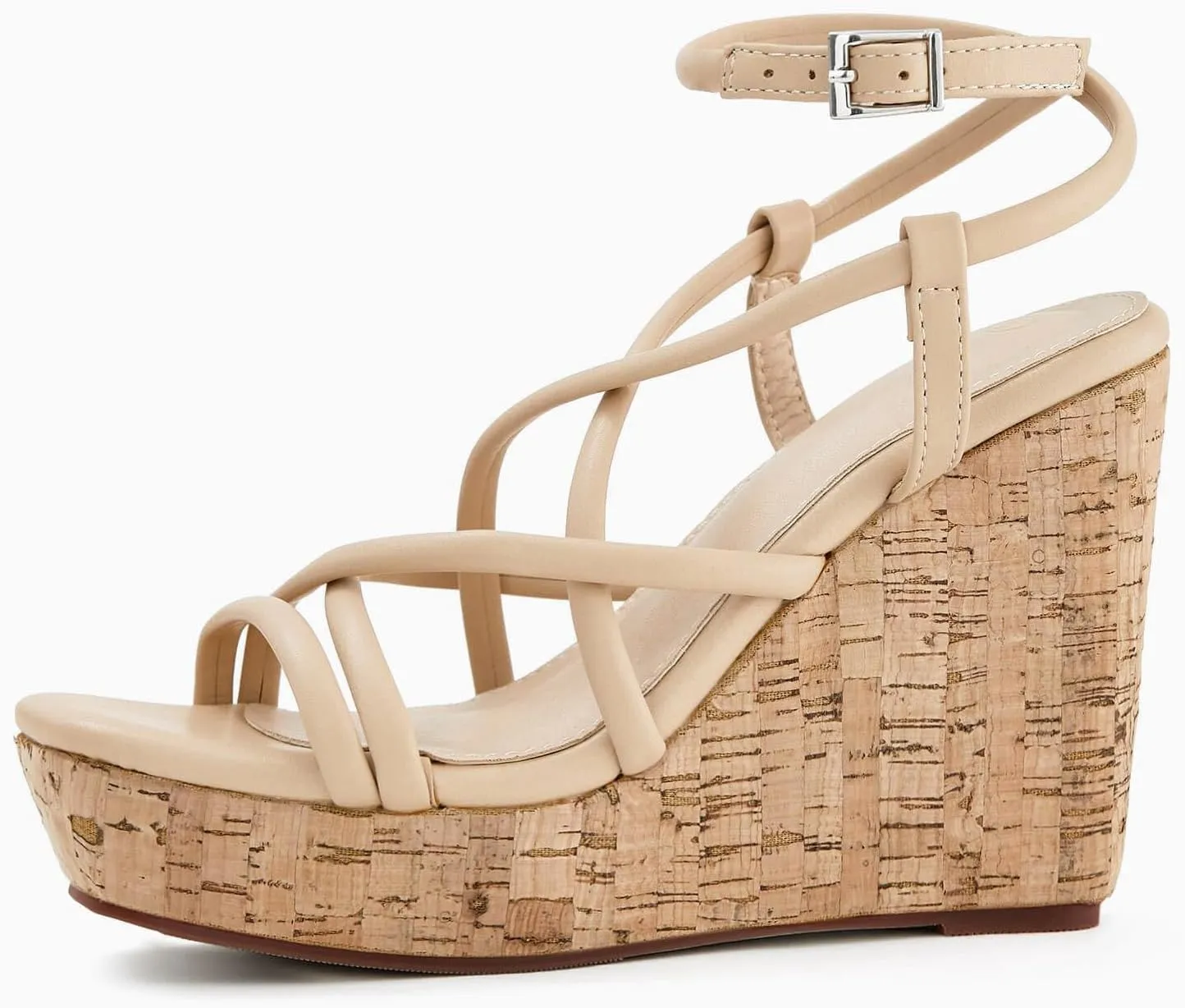 Coutgo Women Platform Wedge Sandals Cork Slingback Wedges Espadrilles Heels Summer Shoes