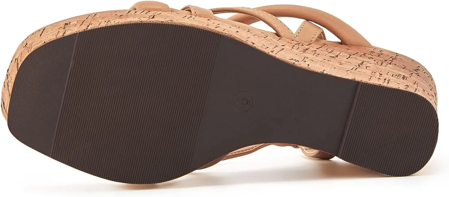 Coutgo Women Platform Wedge Sandals Cork Slingback Wedges Espadrilles Heels Summer Shoes