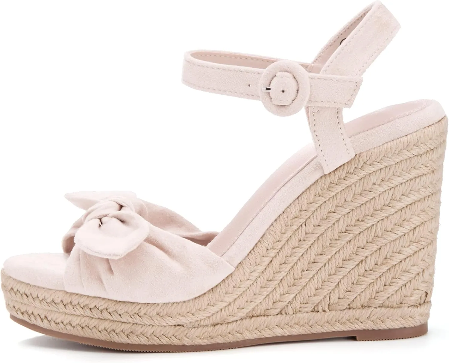 Coutgo Womens Espadrilles Wedges Bow Platform Sandals Open Toe Ankle Strap Summer Dress Heels Cute Shoes
