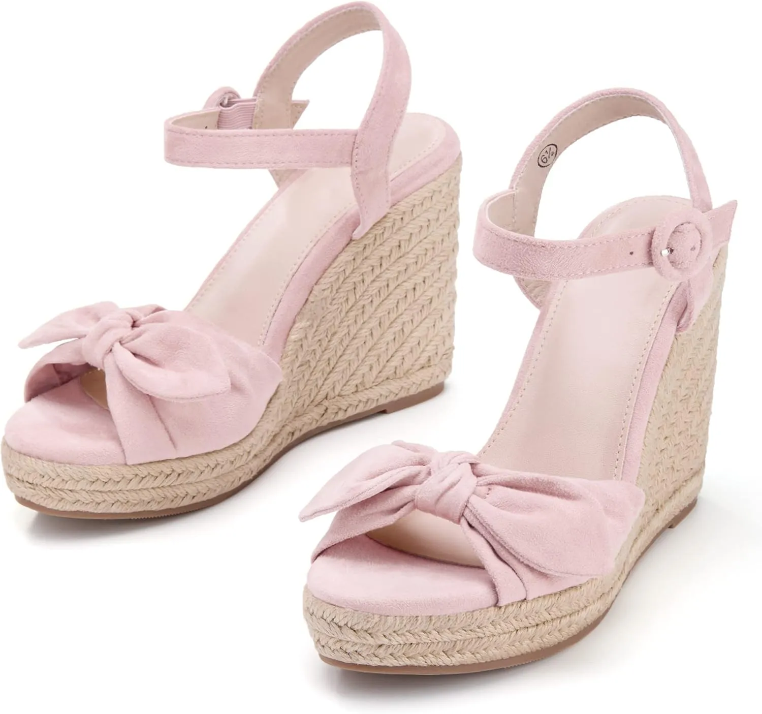 Coutgo Womens Espadrilles Wedges Bow Platform Sandals Open Toe Ankle Strap Summer Dress Heels Cute Shoes