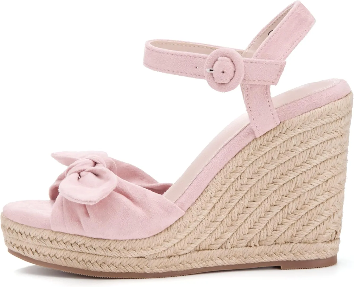 Coutgo Womens Espadrilles Wedges Bow Platform Sandals Open Toe Ankle Strap Summer Dress Heels Cute Shoes