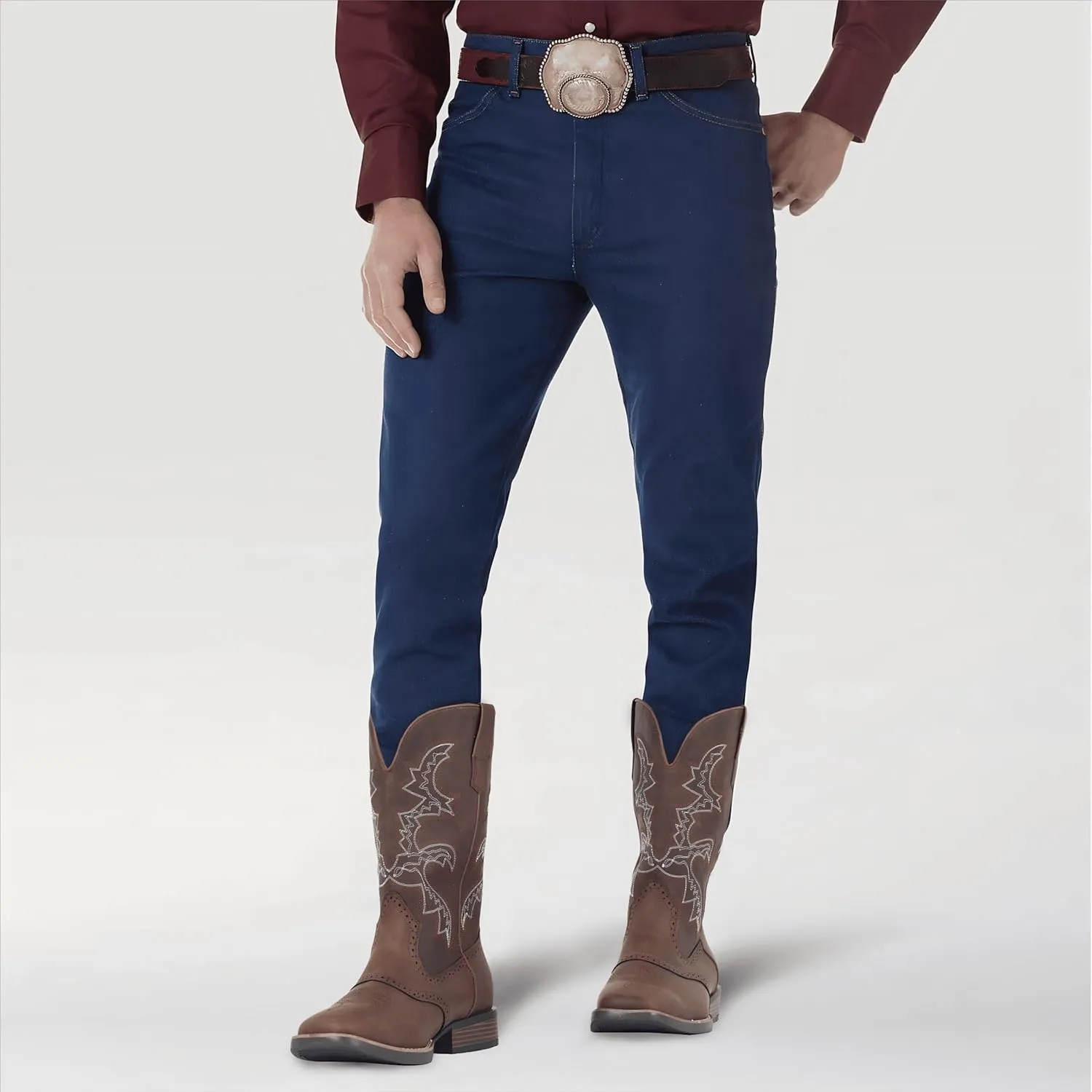 Cowboy Boots for Men Square Toe Western Boots Embroidered Pull On Slip Resistant Work Boots For Men Country Traditional Boots