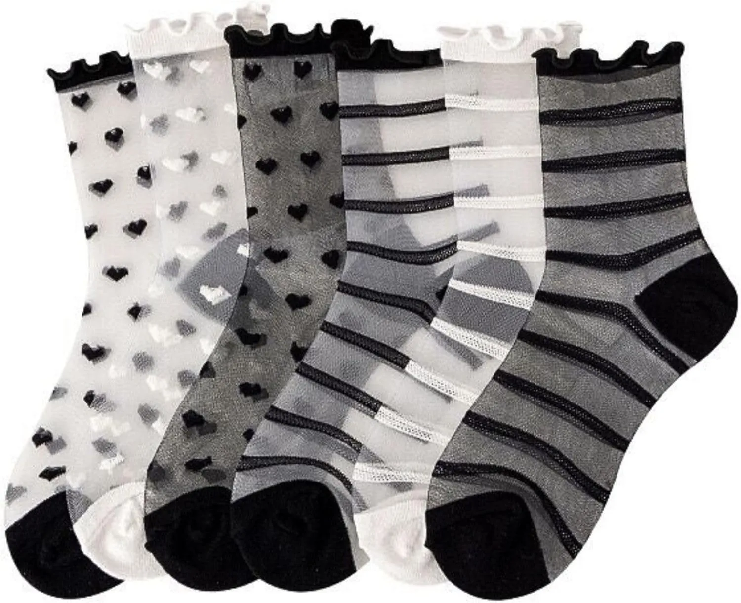 Daisy & Dino Nylon Mesh Socks for Sandals - Fashion Ankle Socks in Unique & Stylish Design