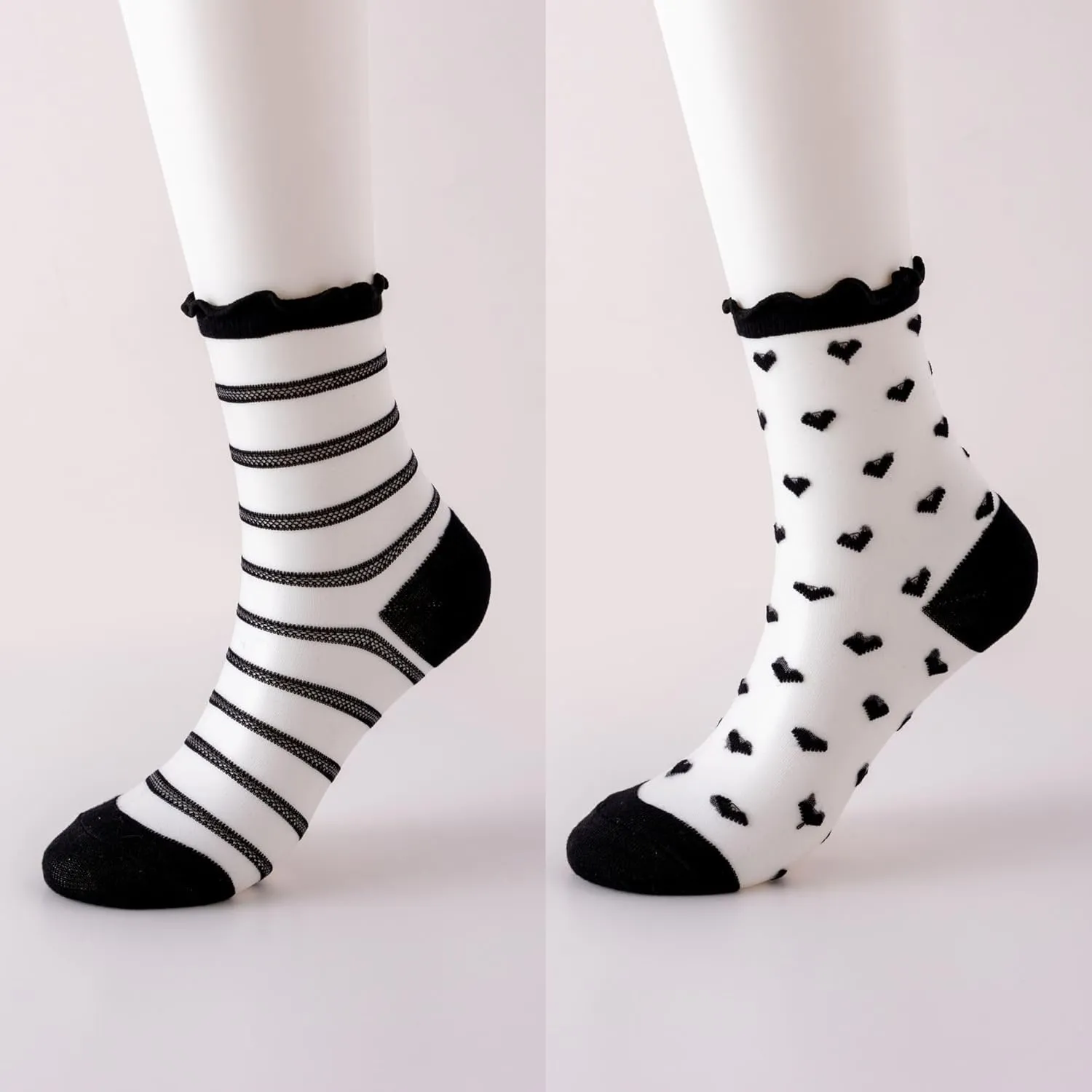 Daisy & Dino Nylon Mesh Socks for Sandals - Fashion Ankle Socks in Unique & Stylish Design