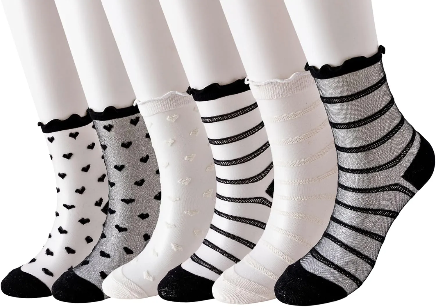Daisy & Dino Nylon Mesh Socks for Sandals - Fashion Ankle Socks in Unique & Stylish Design