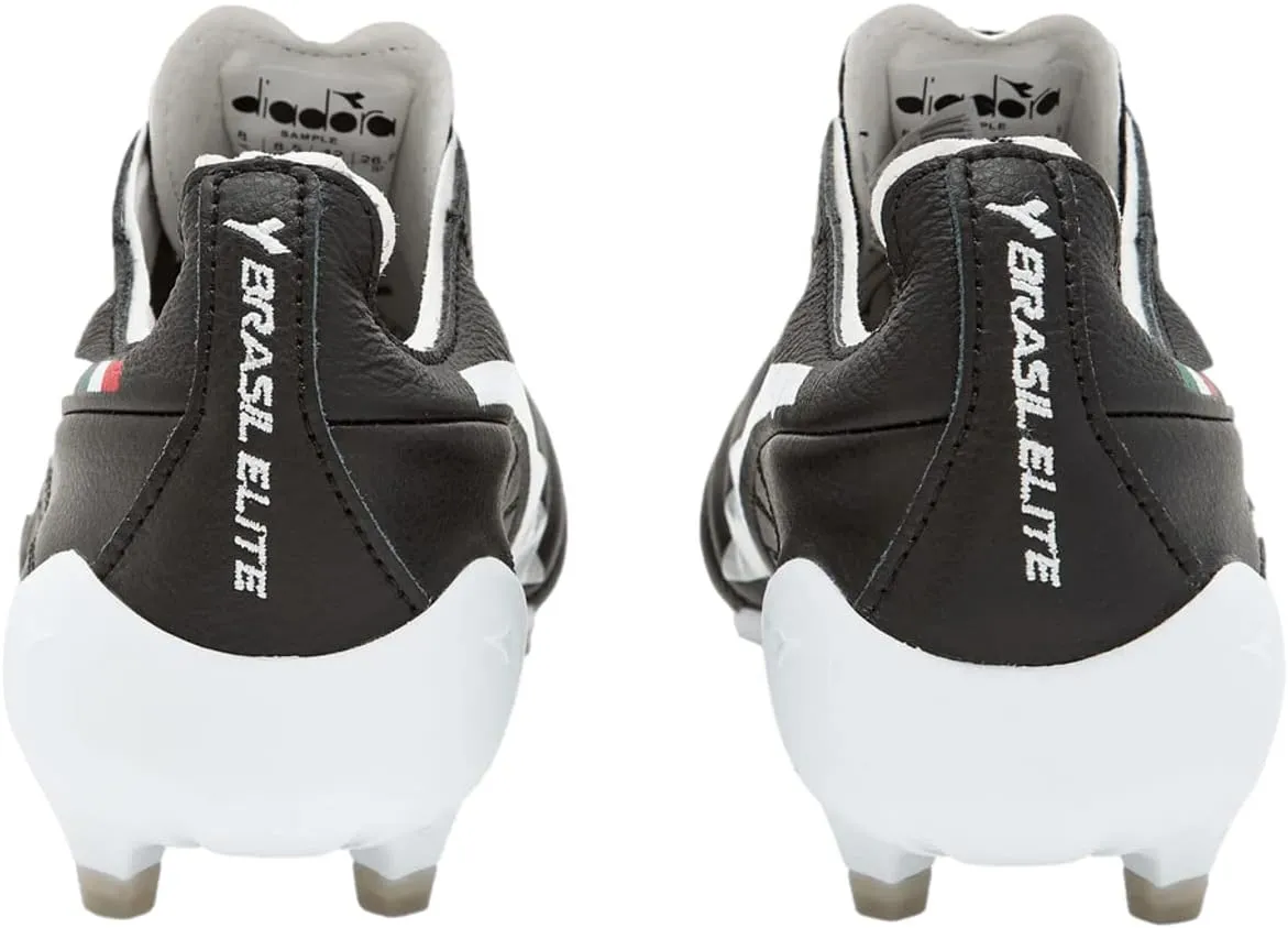 Diadora Brasil Elite 2 Tech ITA LPX Firm Ground Cleats - Premium Quality Leather, Lightweight, Made in Italy Soccer Shoes (Black/White) (Blue/White)