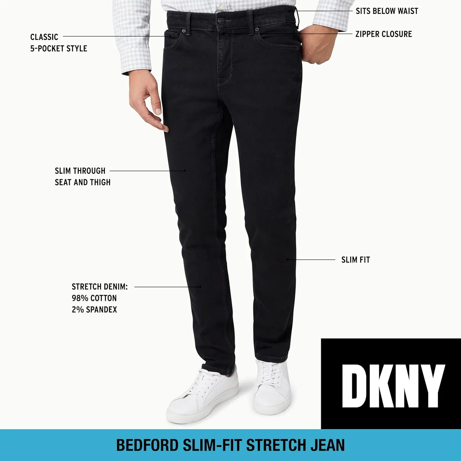 DKNY Men's Jeans - Bedford Stretch Denim Slim Fit Jeans for Men