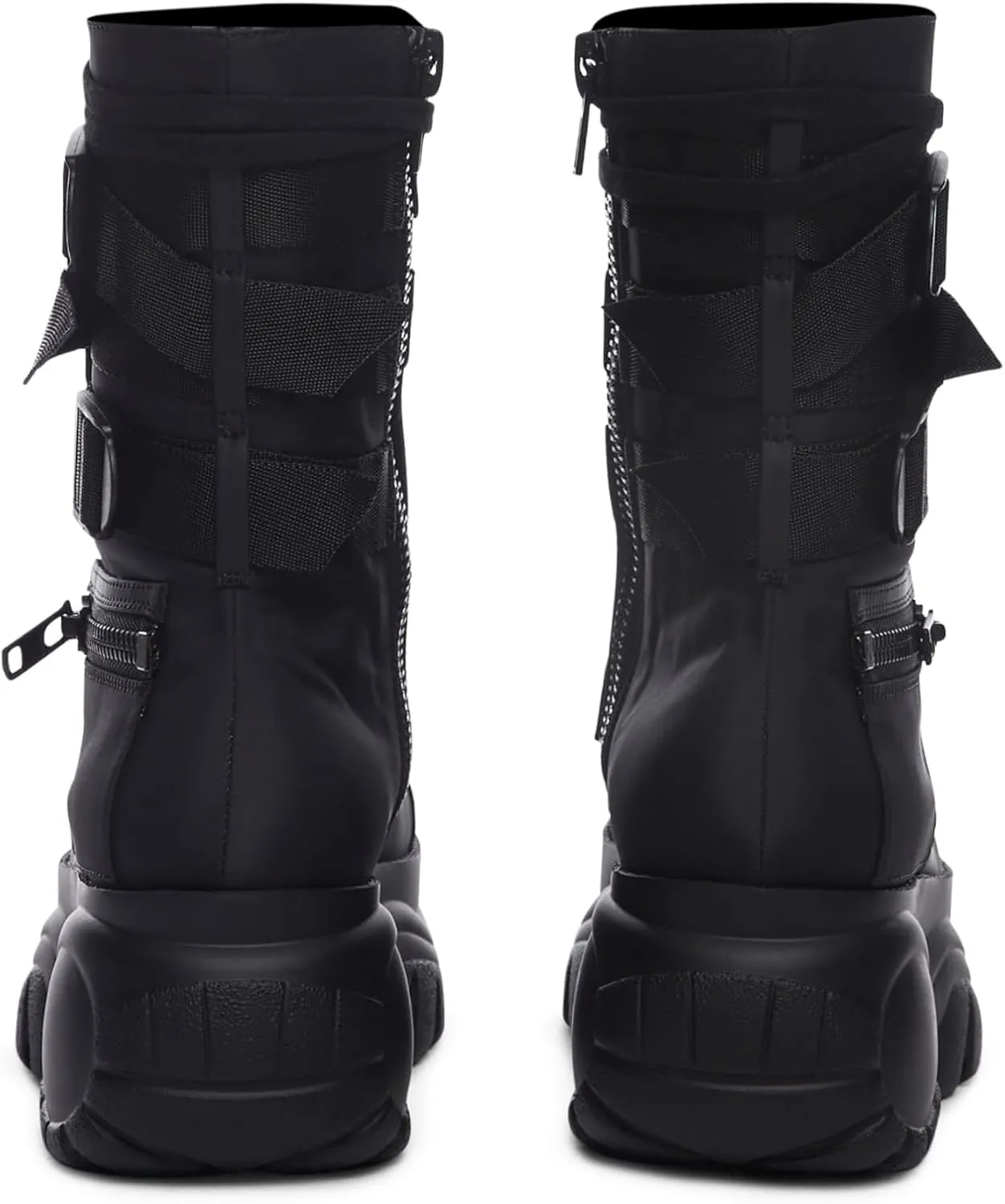 Dolls Kill Mad Hustle Pocket Combat Boots – Chunky Platform Combat Boots with Zipper Pockets & Buckled Straps
