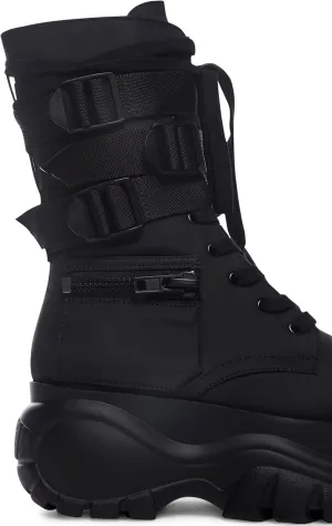 Dolls Kill Mad Hustle Pocket Combat Boots – Chunky Platform Combat Boots with Zipper Pockets & Buckled Straps