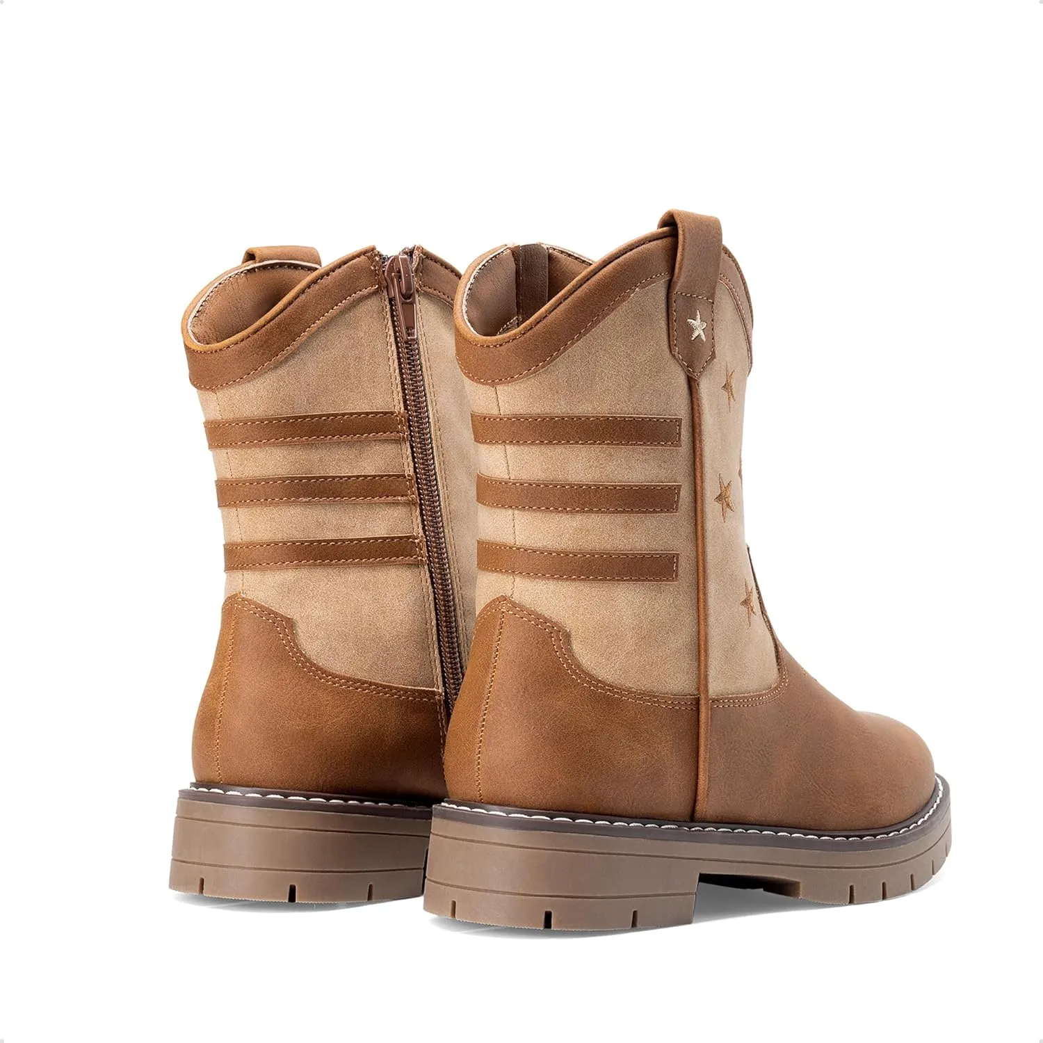 DREAM PAIRS Boys Girls Cowboy Boots Kids Western Riding Mid Calf Boots with Side Zipper (Toddler/Little Kid/Big Kid)
