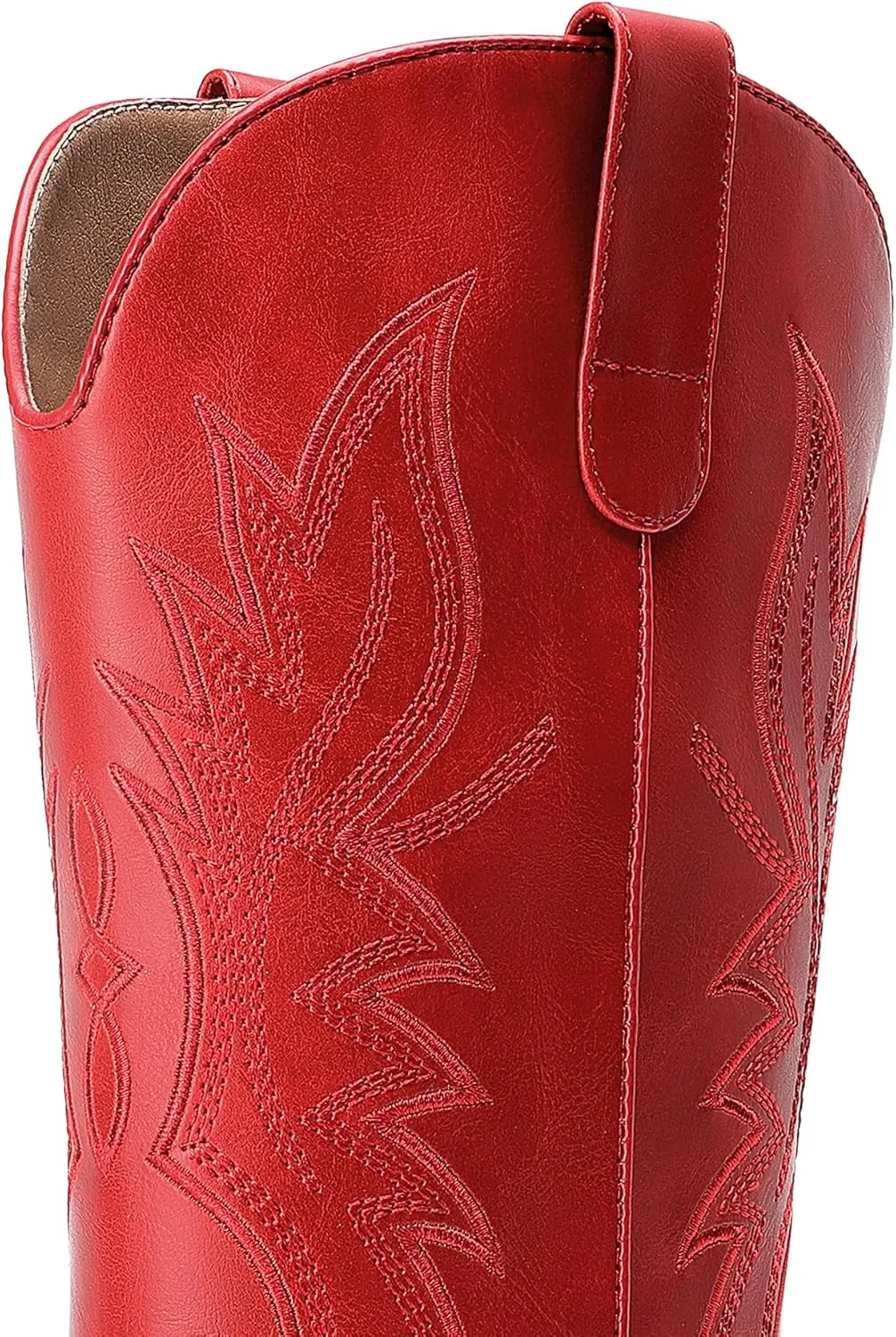 DREAM PAIRS Cowboy Boots for Women Cowgirl Western Mid Calf Boots Square Toe Embroidered Stitched Low Chunky Heel Pull On Fashion Boots