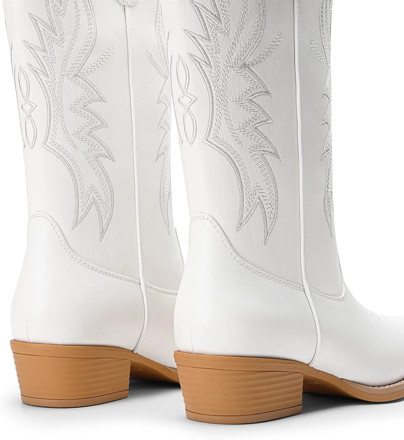 DREAM PAIRS Cowboy Boots for Women Cowgirl Western Mid Calf Boots Square Toe Embroidered Stitched Low Chunky Heel Pull On Fashion Boots