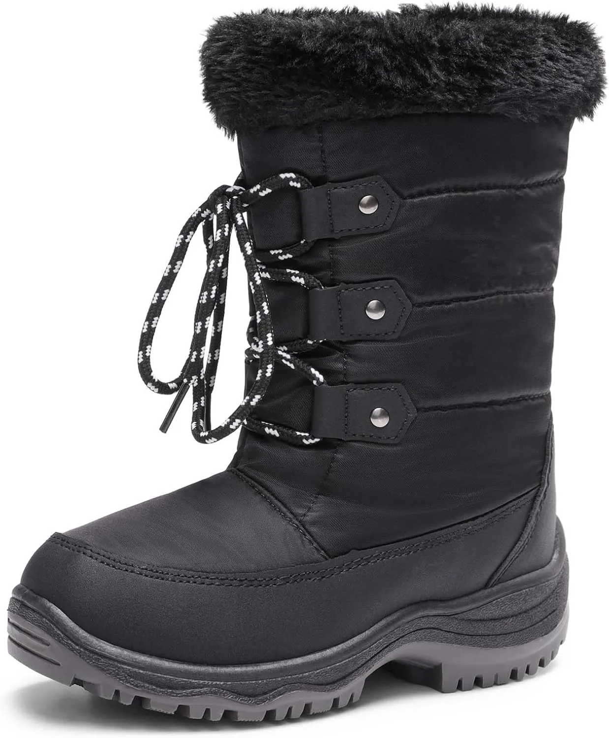 DREAM PAIRS Girls Snow Boots Warm Cozy Anti-Slip Lightweight Mid Calf Faux Fur Lining Winter Shoes for Little/Big Kids