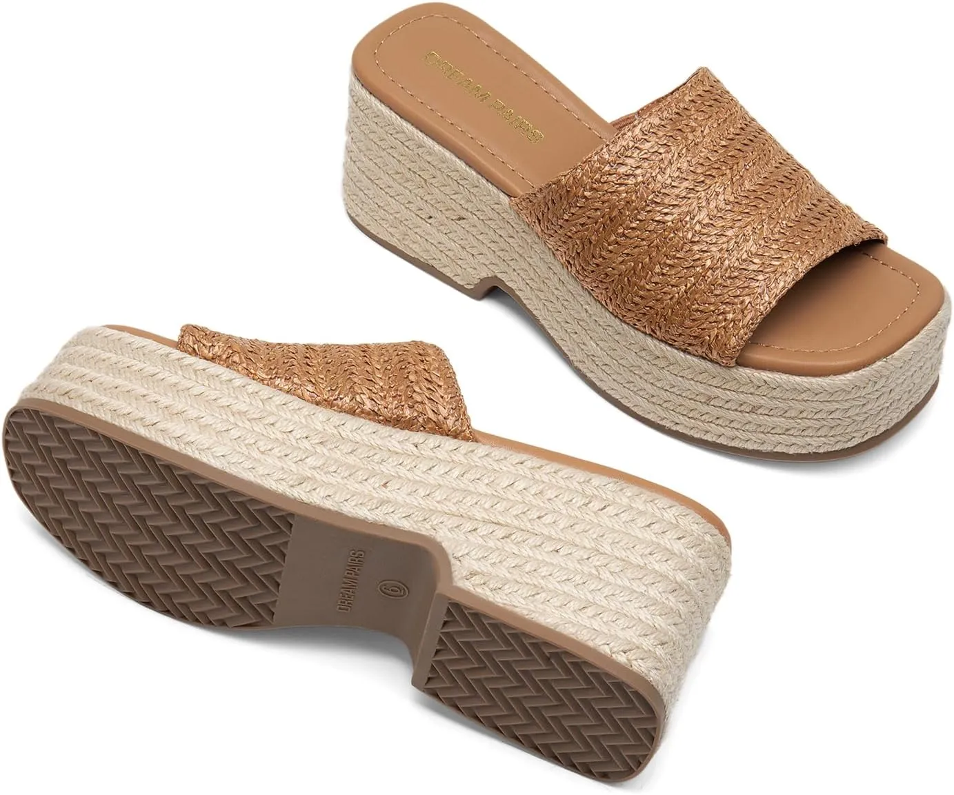 DREAM PAIRS Platform Espadrille Sandals for Women Wedges Slides Slip on Bohemia Sandals Flatform Open Toe Beach Sandals Dressy Outdoor Summer Shoes