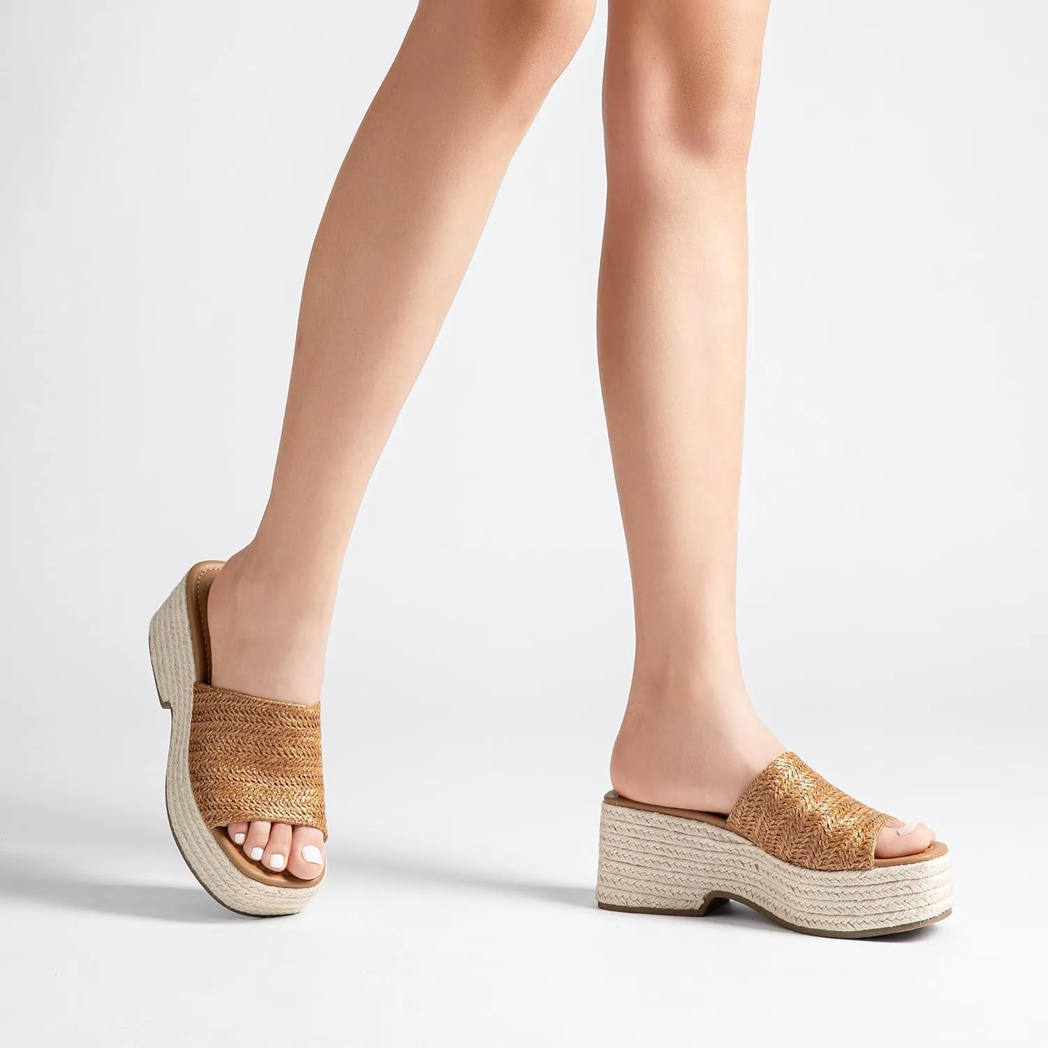 DREAM PAIRS Platform Espadrille Sandals for Women Wedges Slides Slip on Bohemia Sandals Flatform Open Toe Beach Sandals Dressy Outdoor Summer Shoes