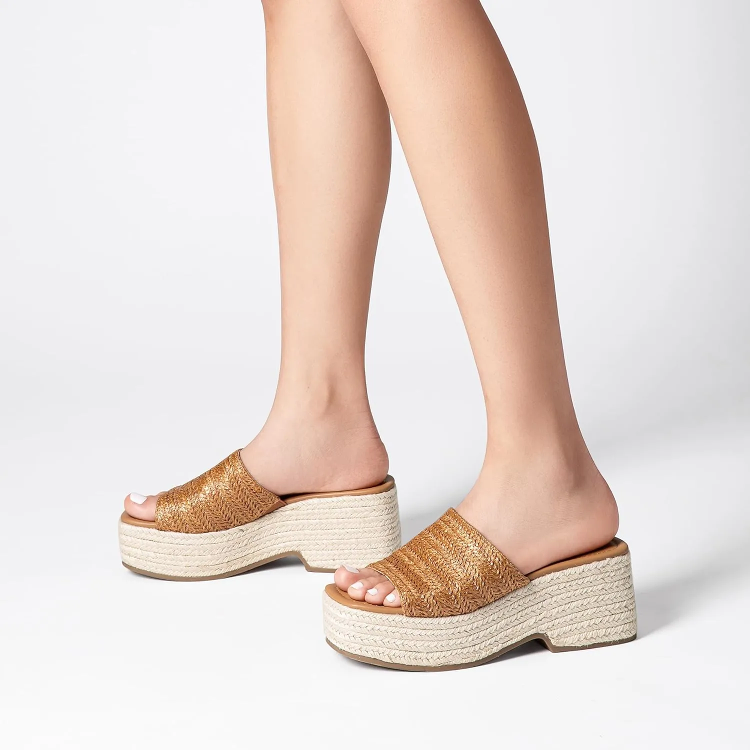 DREAM PAIRS Platform Espadrille Sandals for Women Wedges Slides Slip on Bohemia Sandals Flatform Open Toe Beach Sandals Dressy Outdoor Summer Shoes