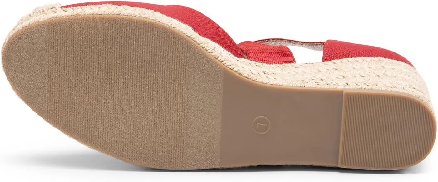 DREAM PAIRS Womens Close Toe Espadrilles Platform Slip on Elastic Criss Cross Straps Dressy Wedges Sandals