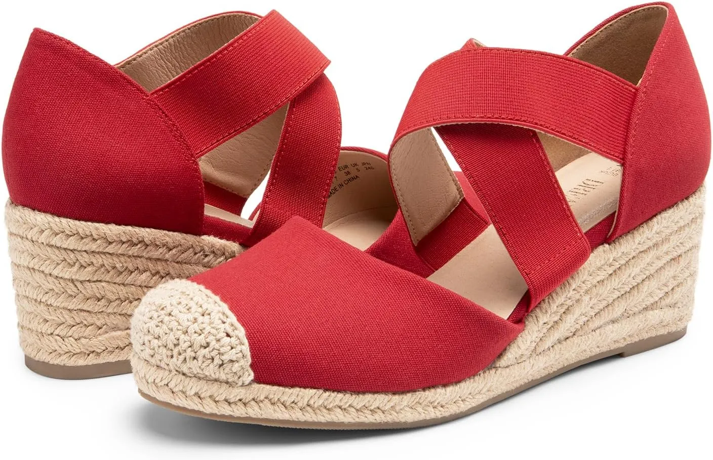 DREAM PAIRS Womens Close Toe Espadrilles Platform Slip on Elastic Criss Cross Straps Dressy Wedges Sandals