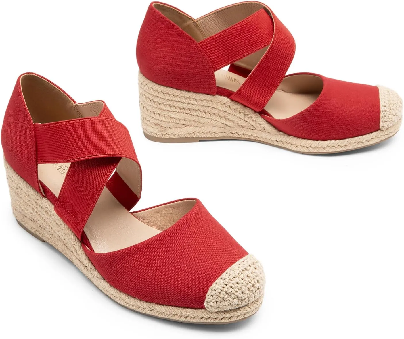 DREAM PAIRS Womens Close Toe Espadrilles Platform Slip on Elastic Criss Cross Straps Dressy Wedges Sandals