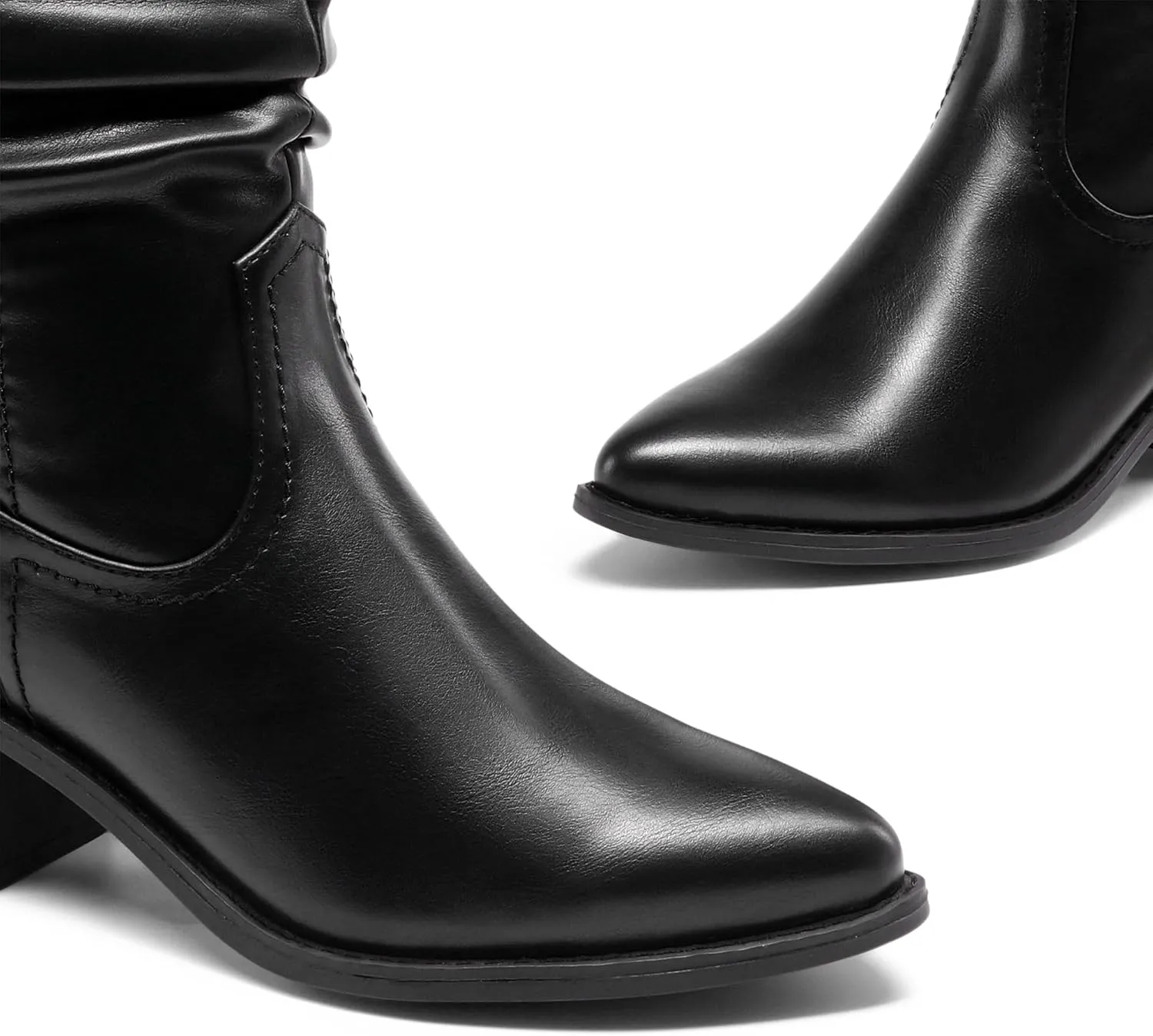 DREAM PAIRS Women's Cowgirl Boots, Mid Calf Western Cowboy Chunky Heel Boots, Slouchy & Pull-on Ankle Booties for women