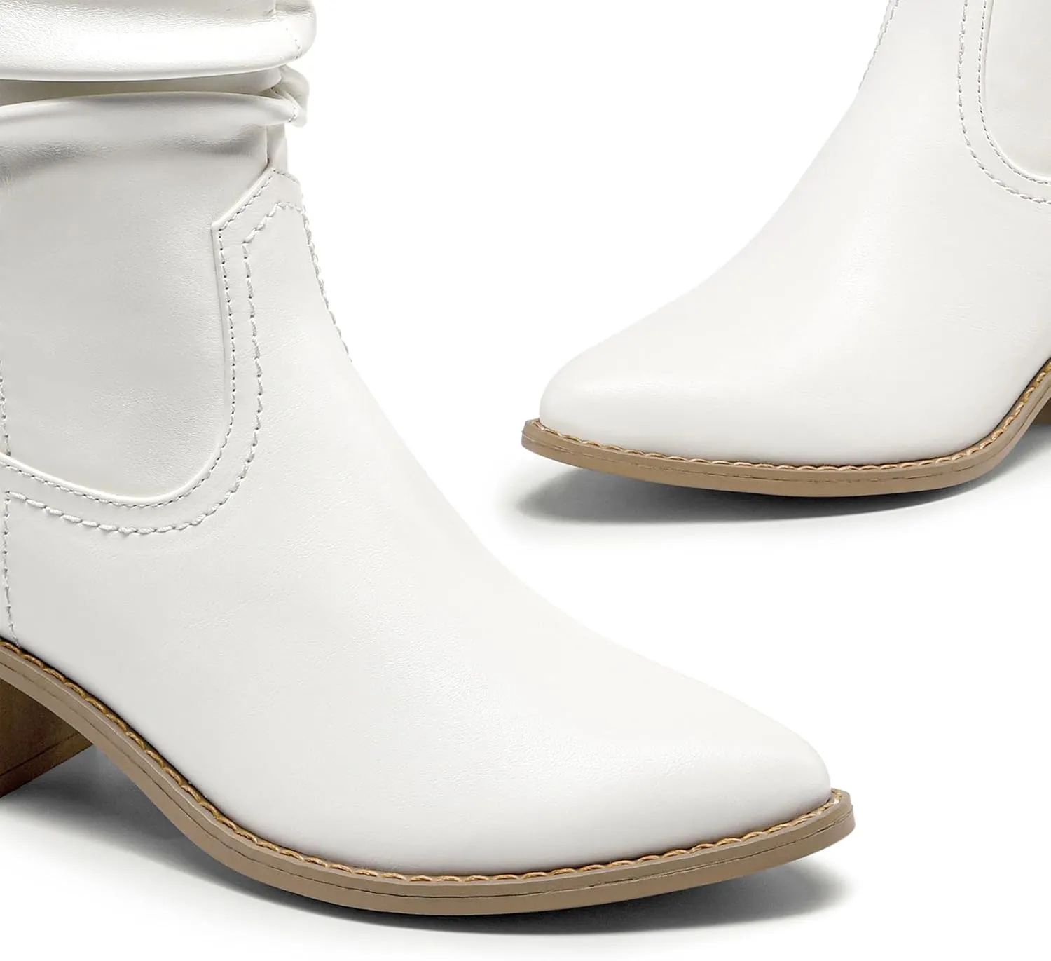 DREAM PAIRS Women's Cowgirl Boots, Mid Calf Western Cowboy Chunky Heel Boots, Slouchy & Pull-on Ankle Booties for women