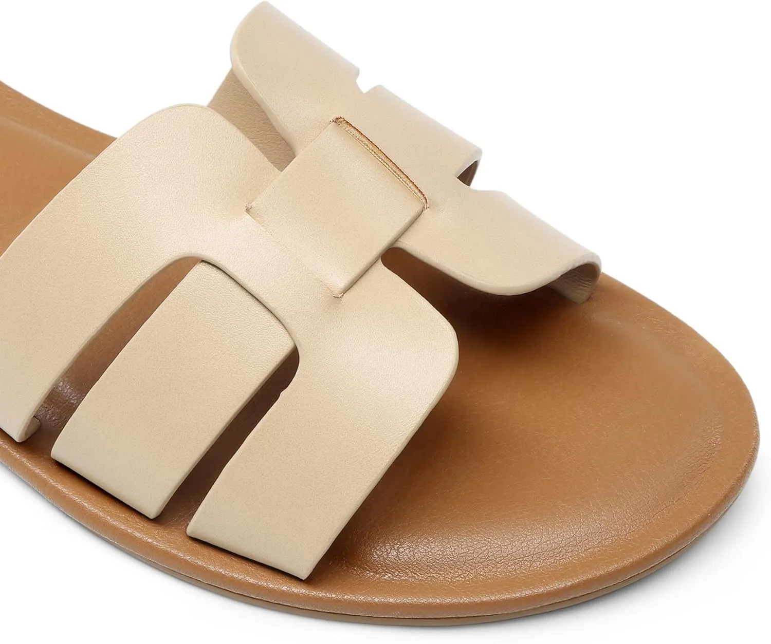 DREAM PAIRS Women's Dressy Slide Sandals Slip-on Open Round Toe Flat Sandals Fashion Casual Comfortable Summer Beach Walking Slides