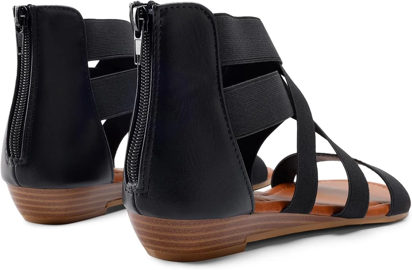 DREAM PAIRS Women's Elastic Ankle Strap Low Wedges Sandals