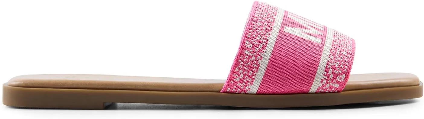 DREAM PAIRS Women's Flat Sandals Slip On Slides Sandals Square Open Toe Jacquard Braided Fashion Slides Casual Beach Slippers for Summer