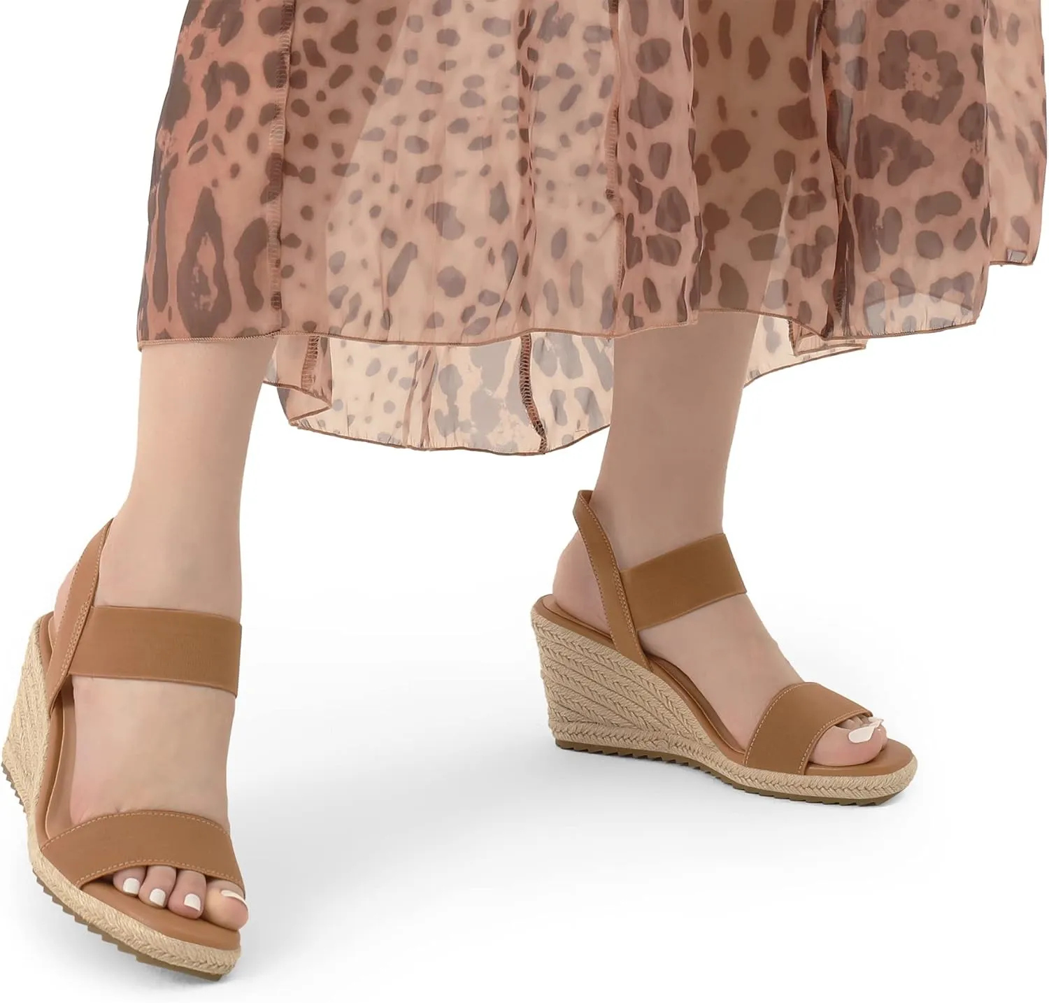 DREAM PAIRS Womens Open Toe Espadrilles Dressy Platform Sandals Slip on Elastic Ankle Strap Wedges Sandals