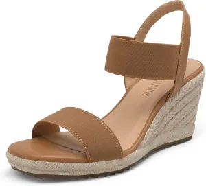 DREAM PAIRS Womens Open Toe Espadrilles Dressy Platform Sandals Slip on Elastic Ankle Strap Wedges Sandals