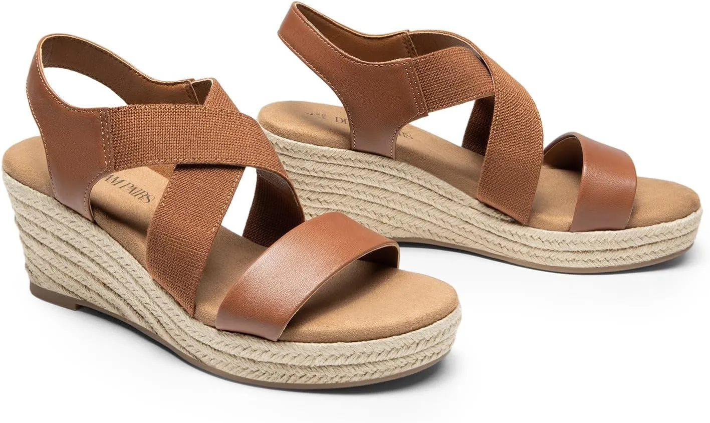 DREAM PAIRS Womens Platform Espadrilles Wedge Sandals, Slip on Elastic Ankle Strap Sandals for Women Casual Dressy Summer