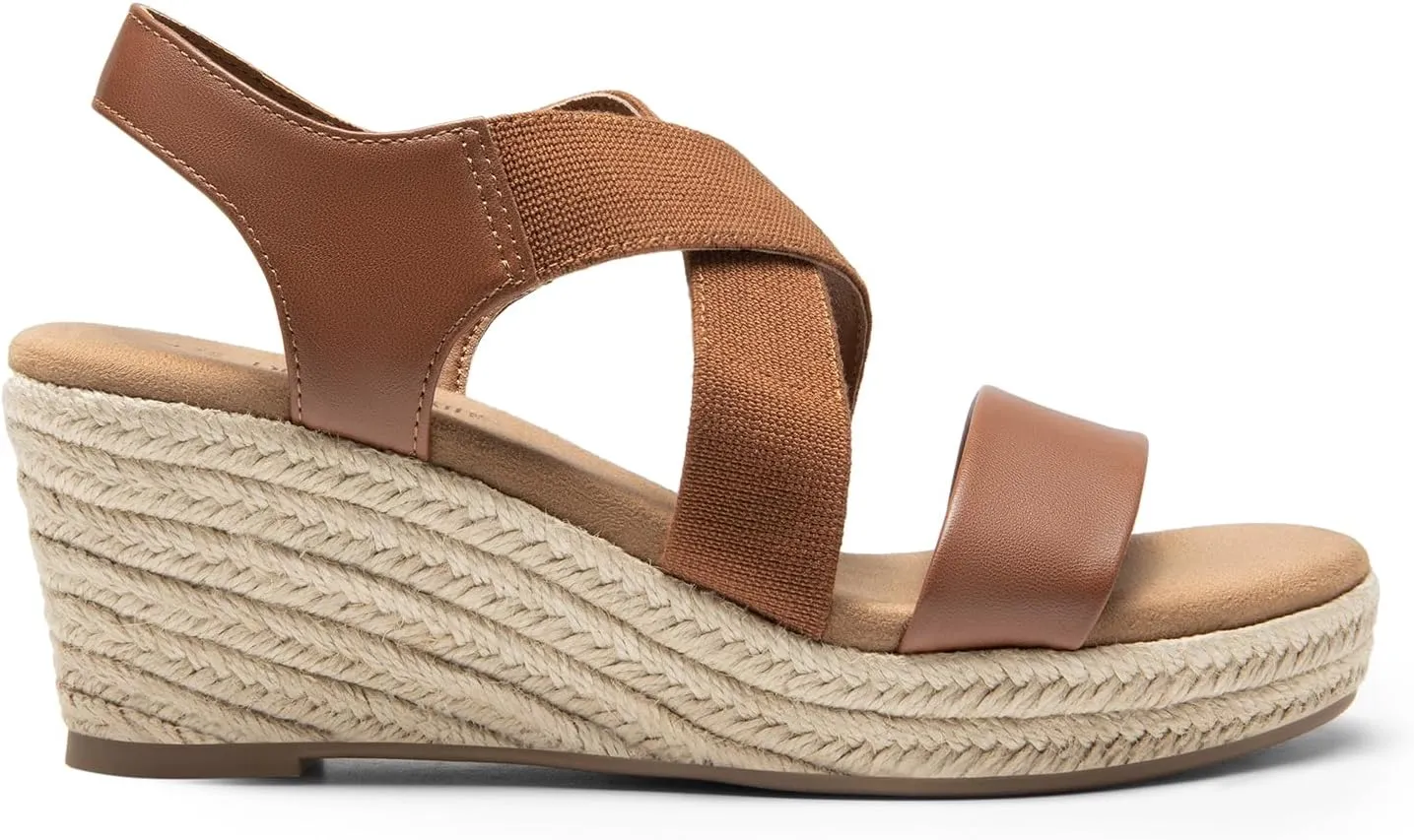 DREAM PAIRS Womens Platform Espadrilles Wedge Sandals, Slip on Elastic Ankle Strap Sandals for Women Casual Dressy Summer