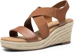 DREAM PAIRS Womens Platform Espadrilles Wedge Sandals, Slip on Elastic Ankle Strap Sandals for Women Casual Dressy Summer