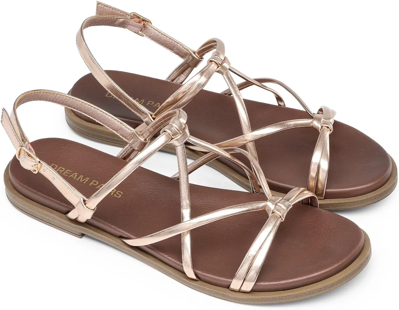 DREAM PAIRS Women's Sandals Cross Strappy Gladiator Dress Flat Sandals Daily Casual Comfortable Summer Shoes